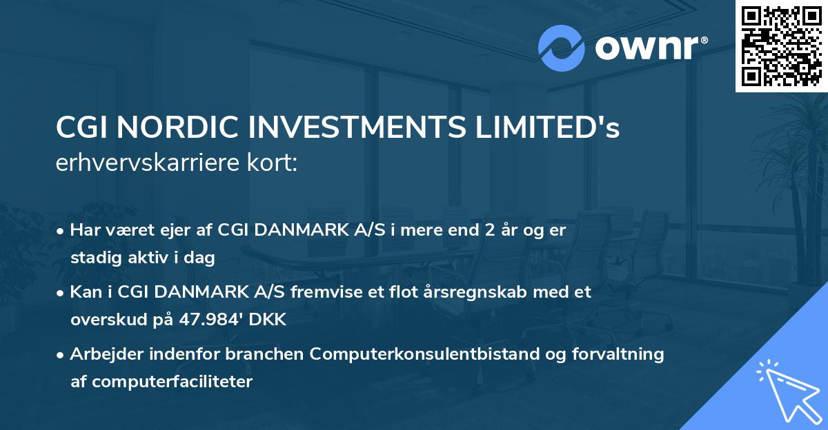 CGI NORDIC INVESTMENTS LIMITED's erhvervskarriere kort