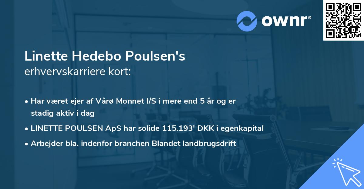 Linette Hedebo Poulsen's erhvervskarriere kort