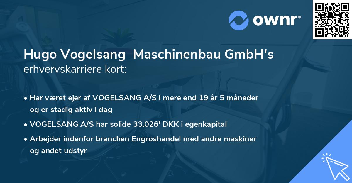 Hugo Vogelsang  Maschinenbau GmbH's erhvervskarriere kort