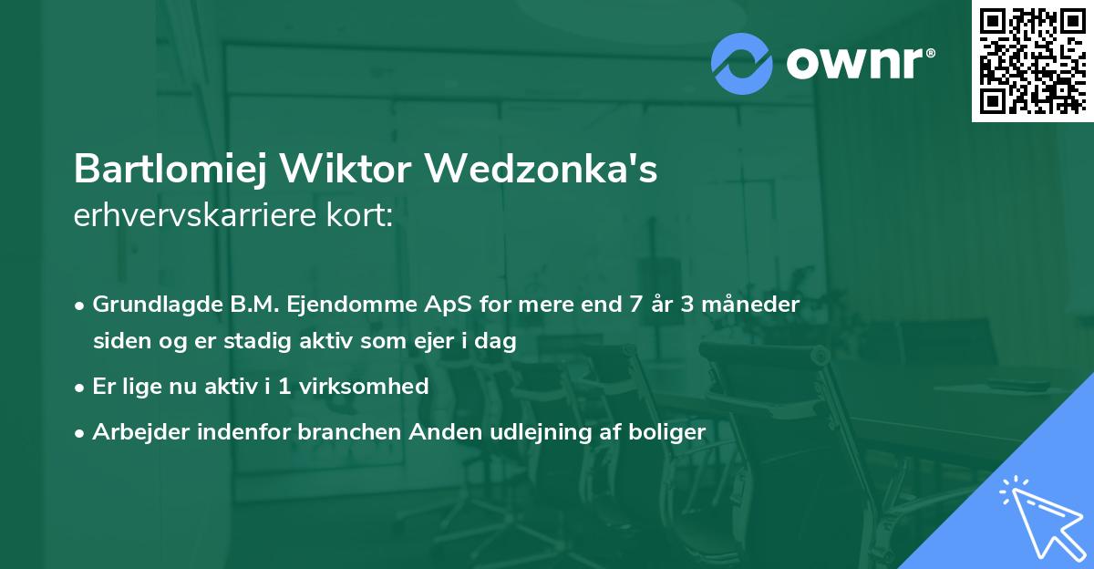 Bartlomiej Wiktor Wedzonka's erhvervskarriere kort
