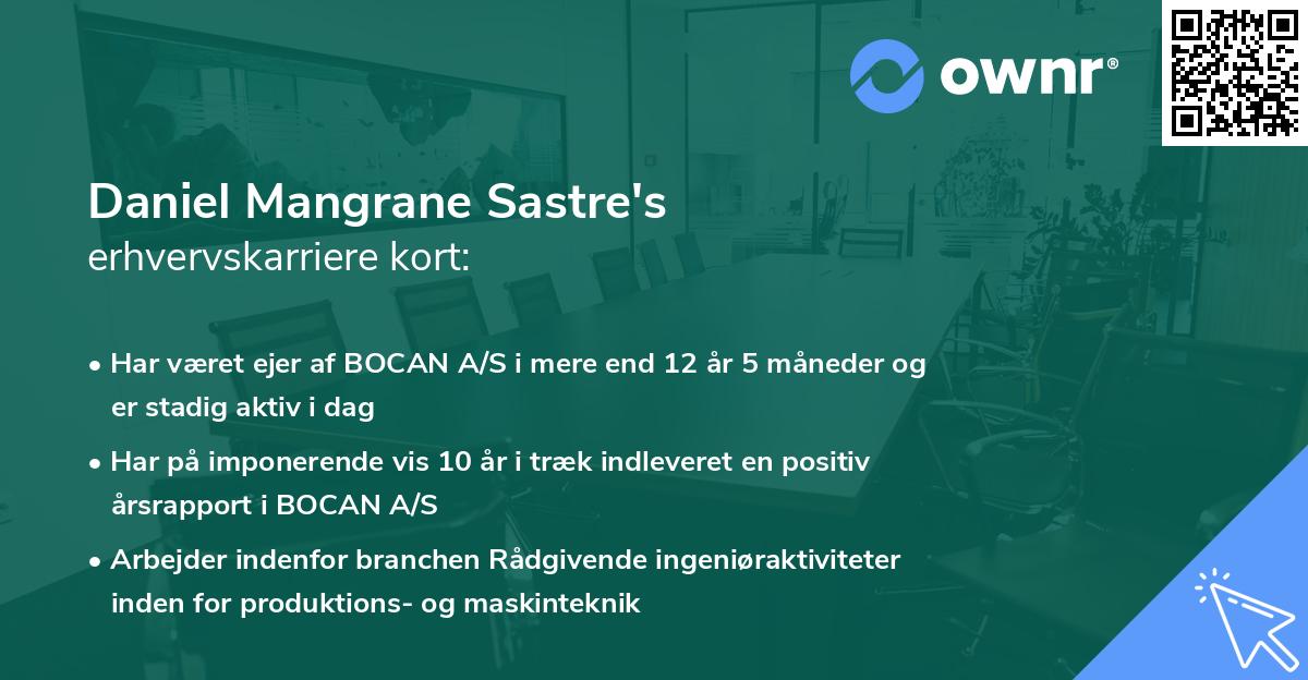 Daniel Mangrane Sastre's erhvervskarriere kort
