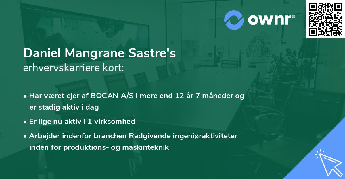 Daniel Mangrane Sastre's erhvervskarriere kort