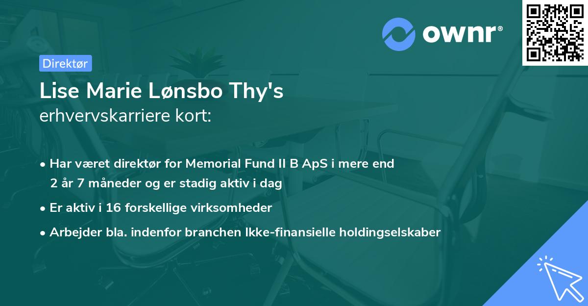 Lise Marie Lønsbo Thy's erhvervskarriere kort