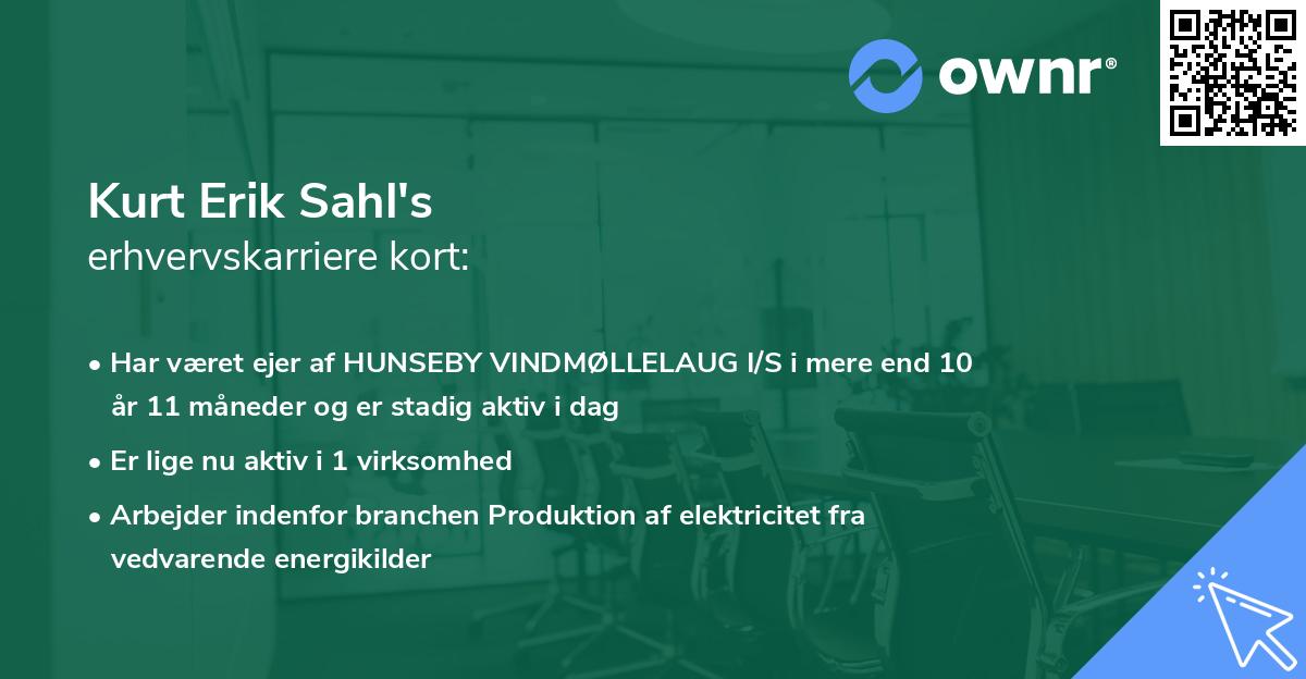 Kurt Erik Sahl's erhvervskarriere kort