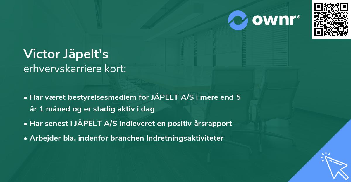 Victor Jäpelt's erhvervskarriere kort