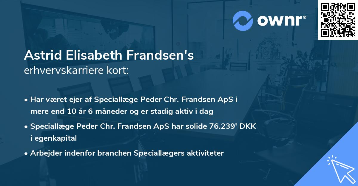 Astrid Elisabeth Frandsen's erhvervskarriere kort