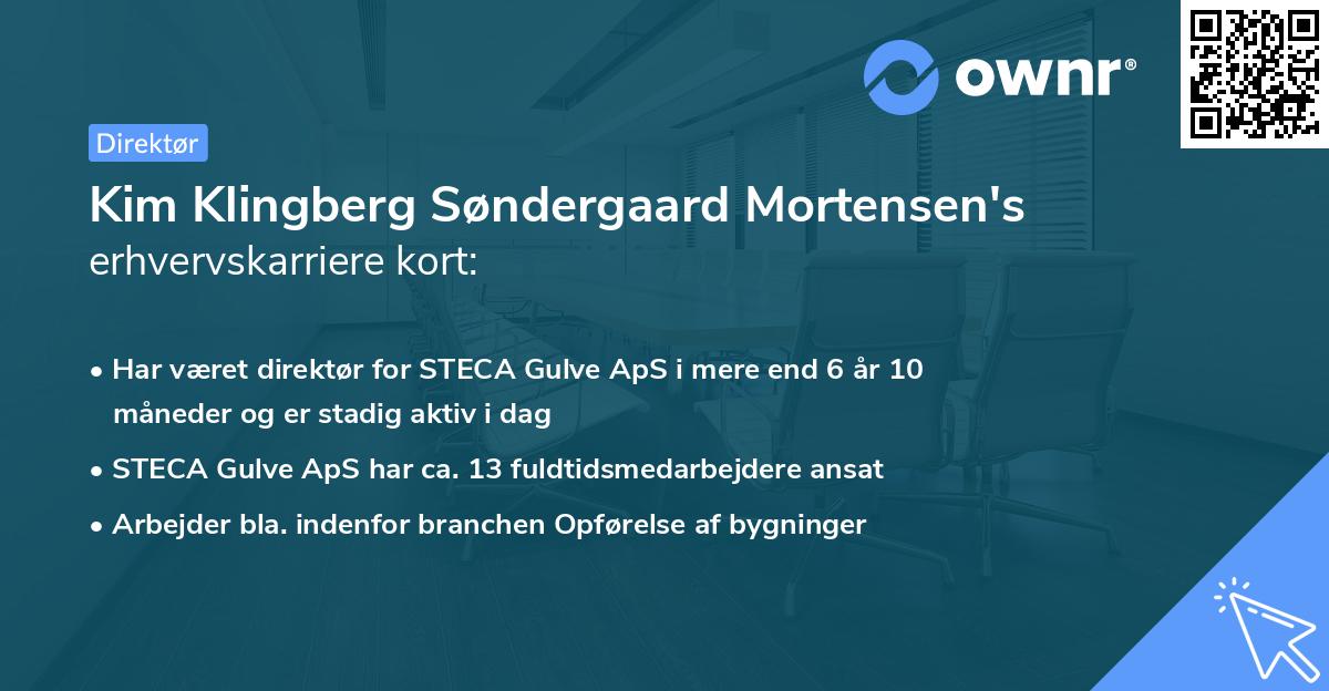 Kim Klingberg Søndergaard Mortensen's erhvervskarriere kort