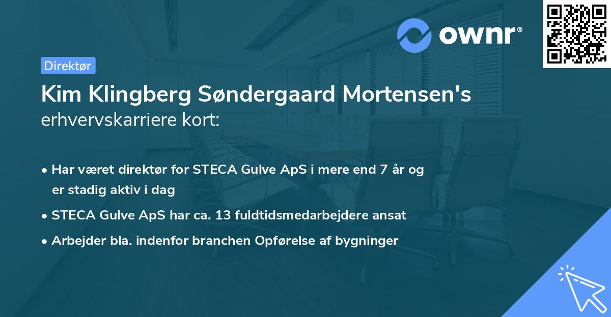 Kim Klingberg Søndergaard Mortensen's erhvervskarriere kort