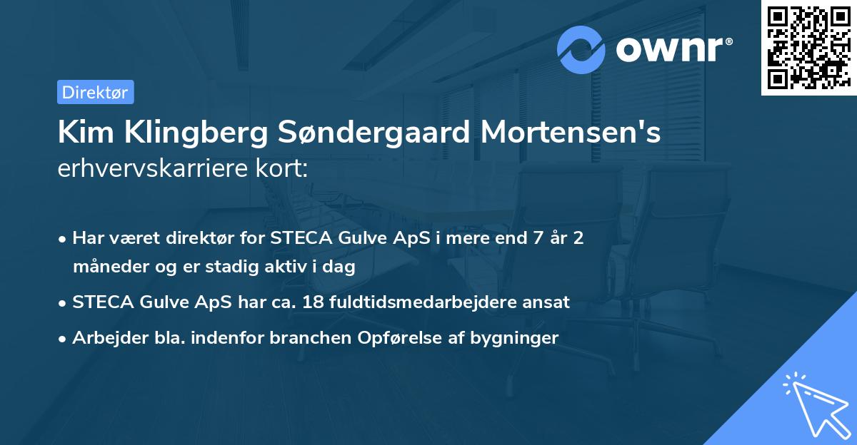 Kim Klingberg Søndergaard Mortensen's erhvervskarriere kort