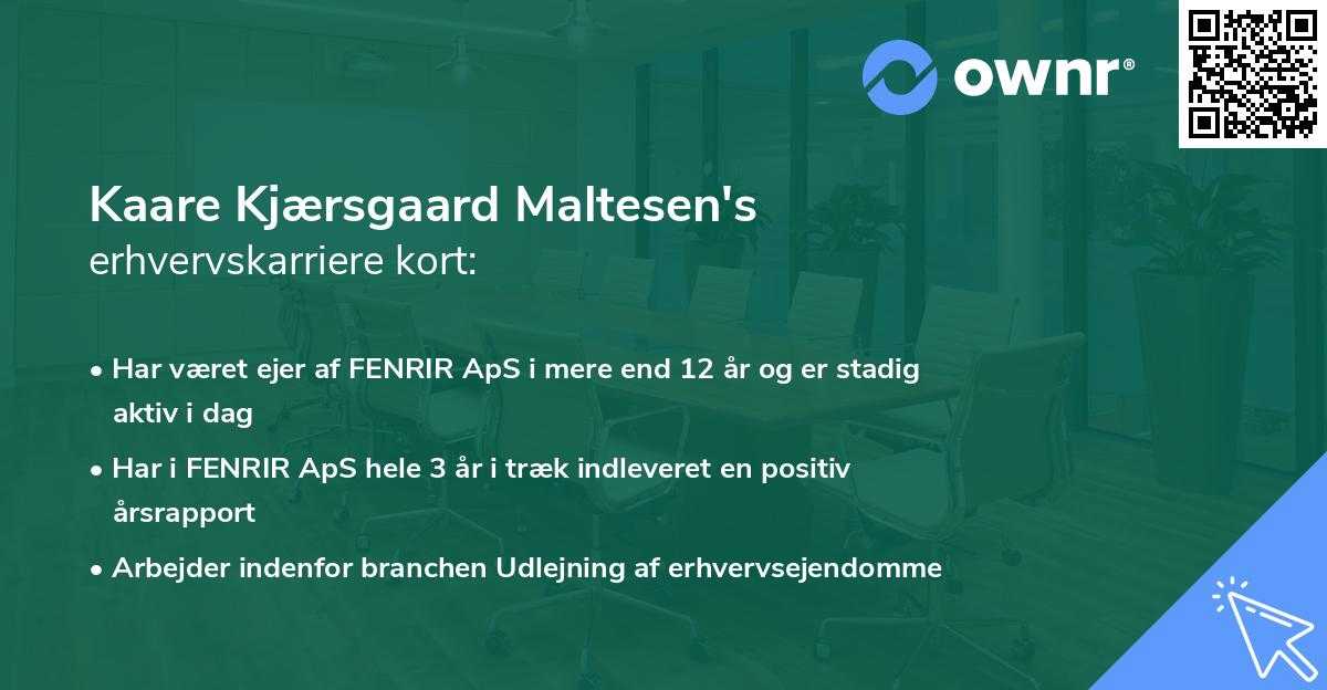 Kaare Kjærsgaard Maltesen's erhvervskarriere kort