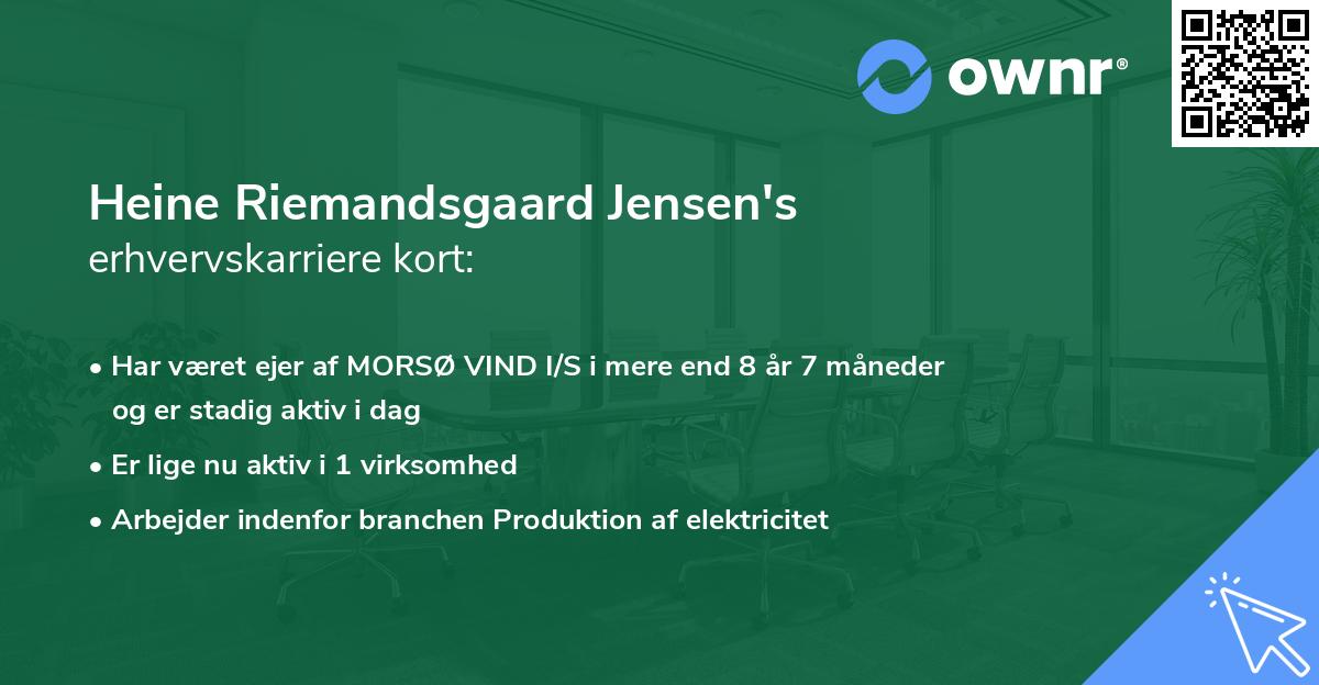 Heine Riemandsgaard Jensen's erhvervskarriere kort