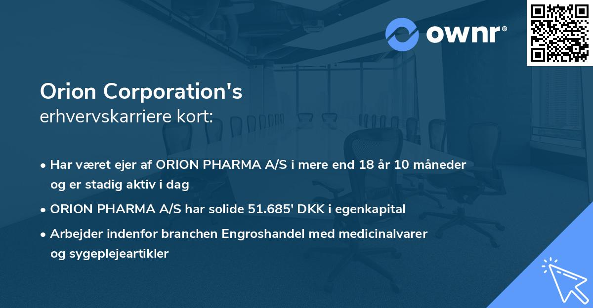 Orion Corporation's erhvervskarriere kort
