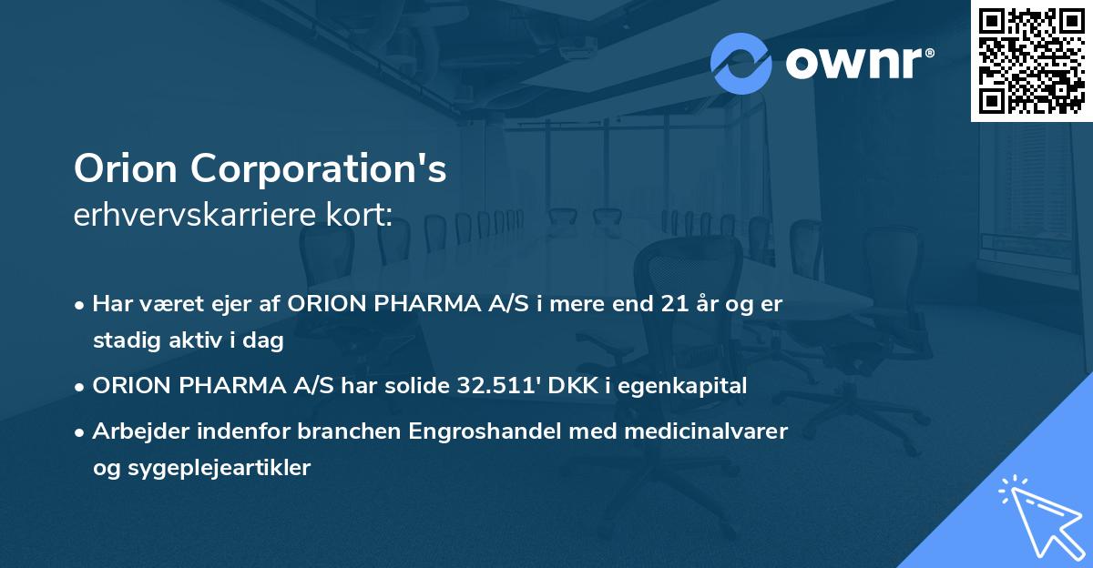 Orion Corporation's erhvervskarriere kort