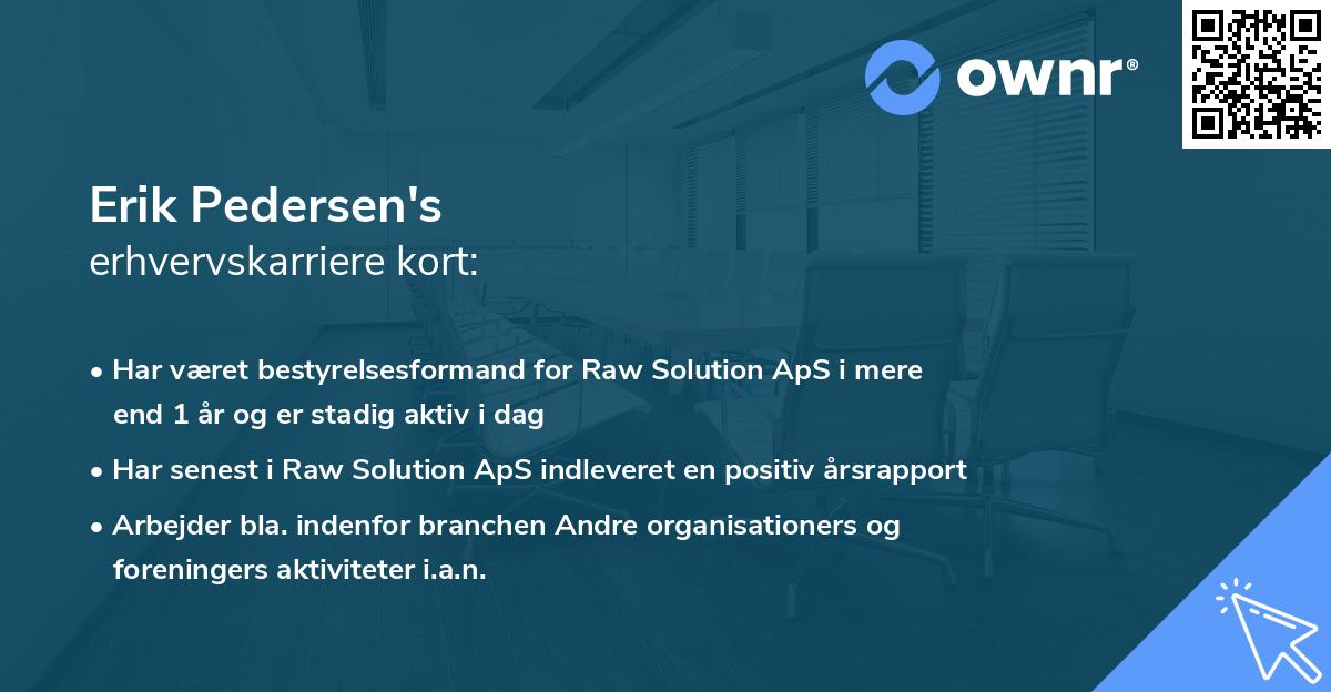 Erik Pedersen's erhvervskarriere kort