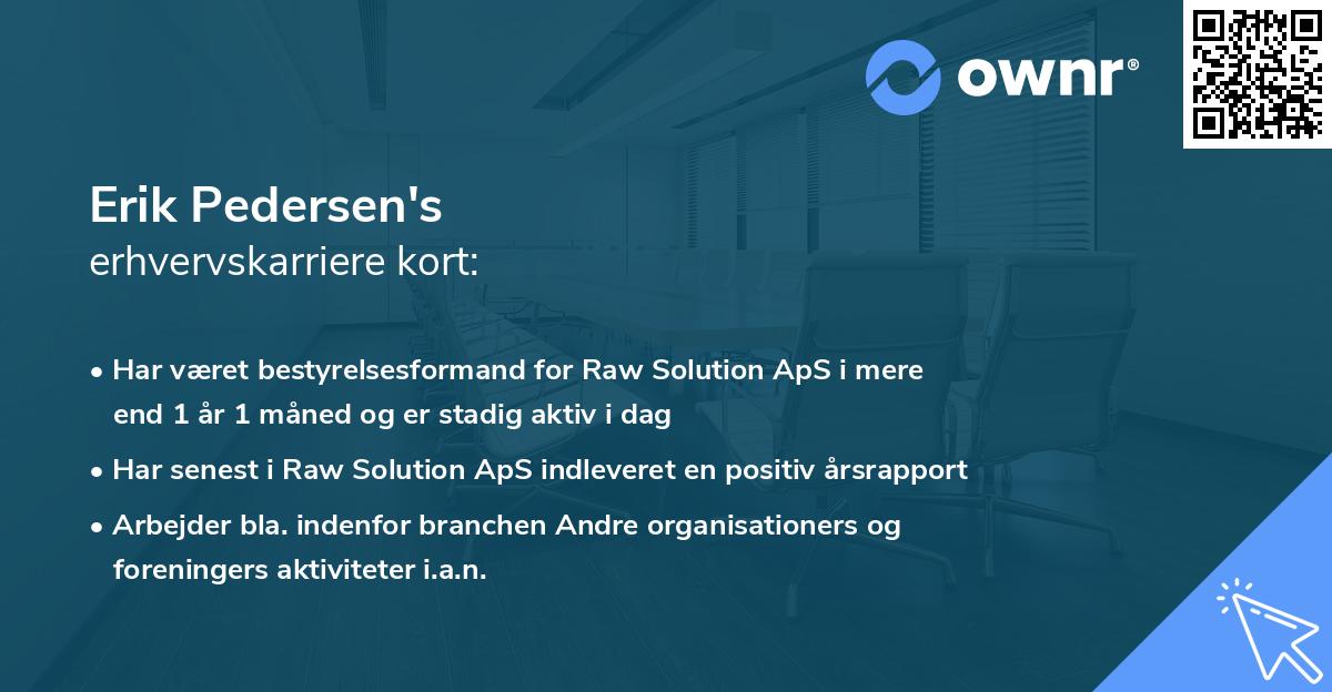 Erik Pedersen's erhvervskarriere kort