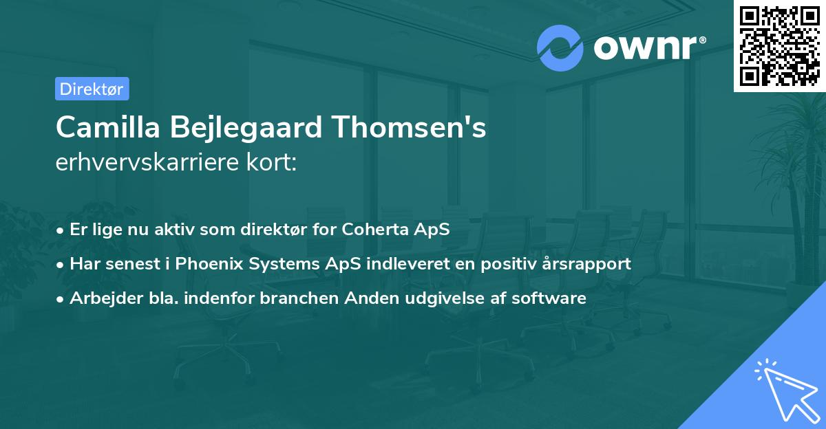 Camilla Bejlegaard Thomsen's erhvervskarriere kort