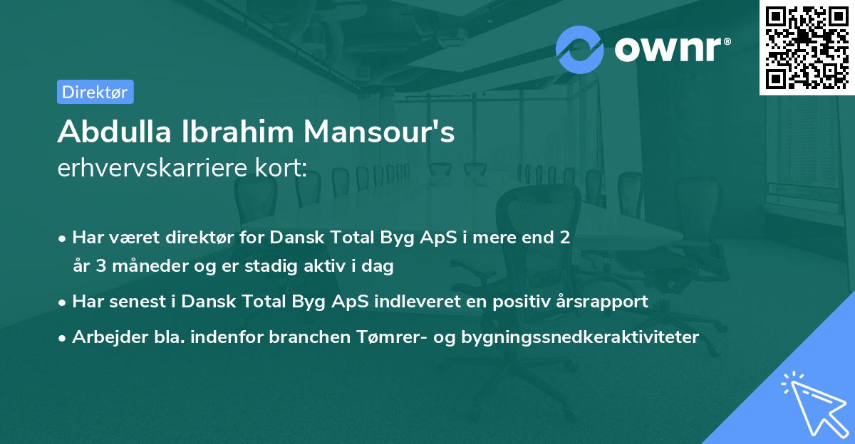 Abdulla Ibrahim Mansour's erhvervskarriere kort