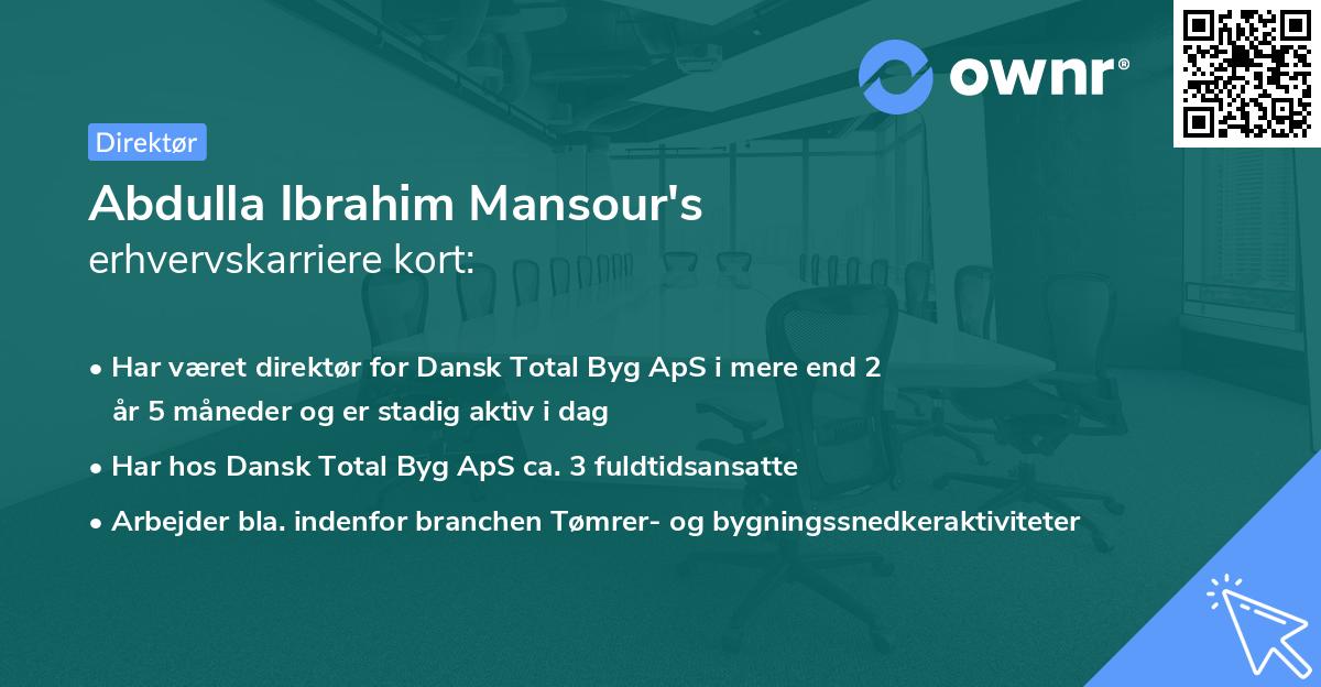 Abdulla Ibrahim Mansour's erhvervskarriere kort