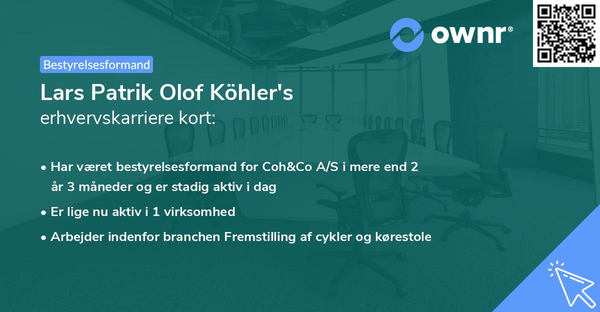 Lars Patrik Olof Köhler's erhvervskarriere kort
