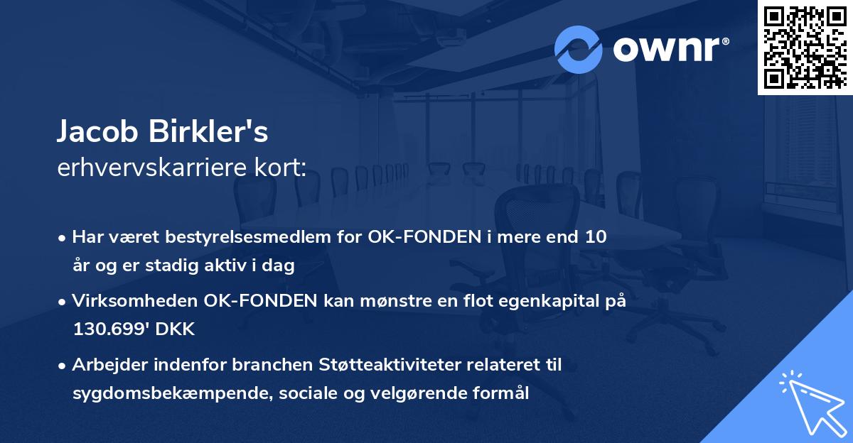 Jacob Birkler's erhvervskarriere kort