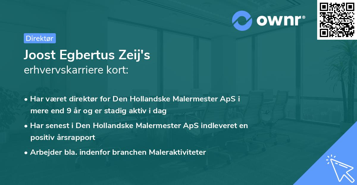 Joost Egbertus Zeij's erhvervskarriere kort