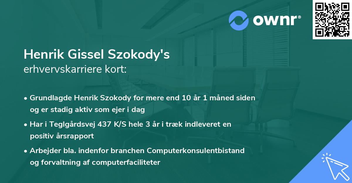 Henrik Gissel Szokody's erhvervskarriere kort