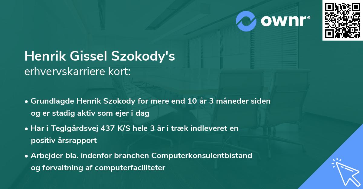 Henrik Gissel Szokody's erhvervskarriere kort