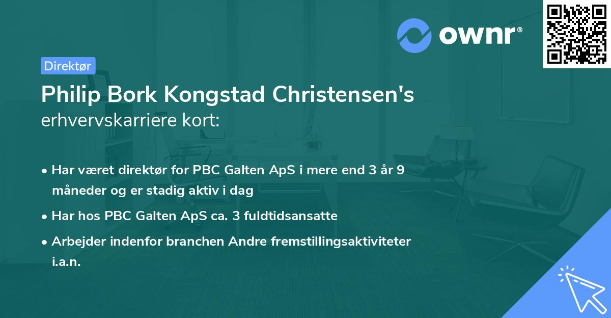 Philip Bork Kongstad Christensen's erhvervskarriere kort