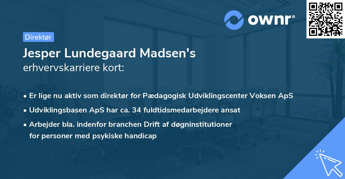 Jesper Lundegaard Madsen's erhvervskarriere kort