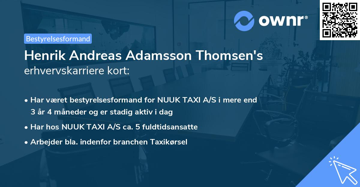 Henrik Andreas Adamsson Thomsen's erhvervskarriere kort