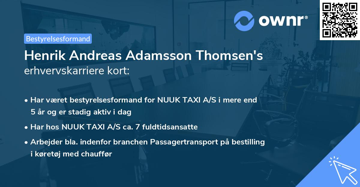 Henrik Andreas Adamsson Thomsen's erhvervskarriere kort