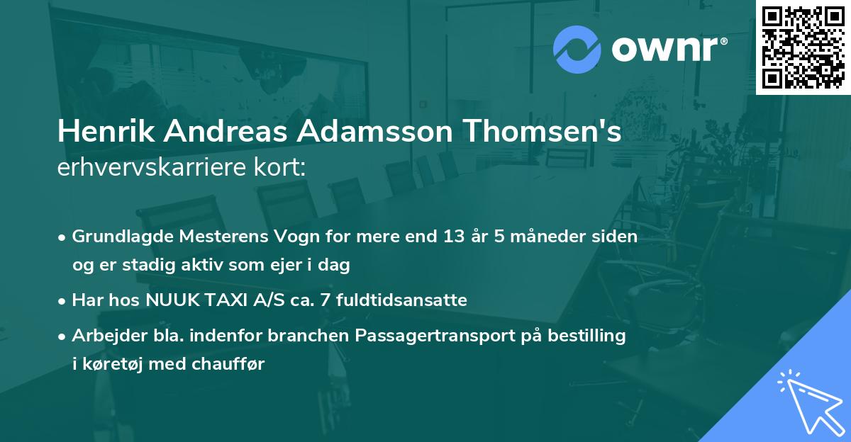 Henrik Andreas Adamsson Thomsen's erhvervskarriere kort