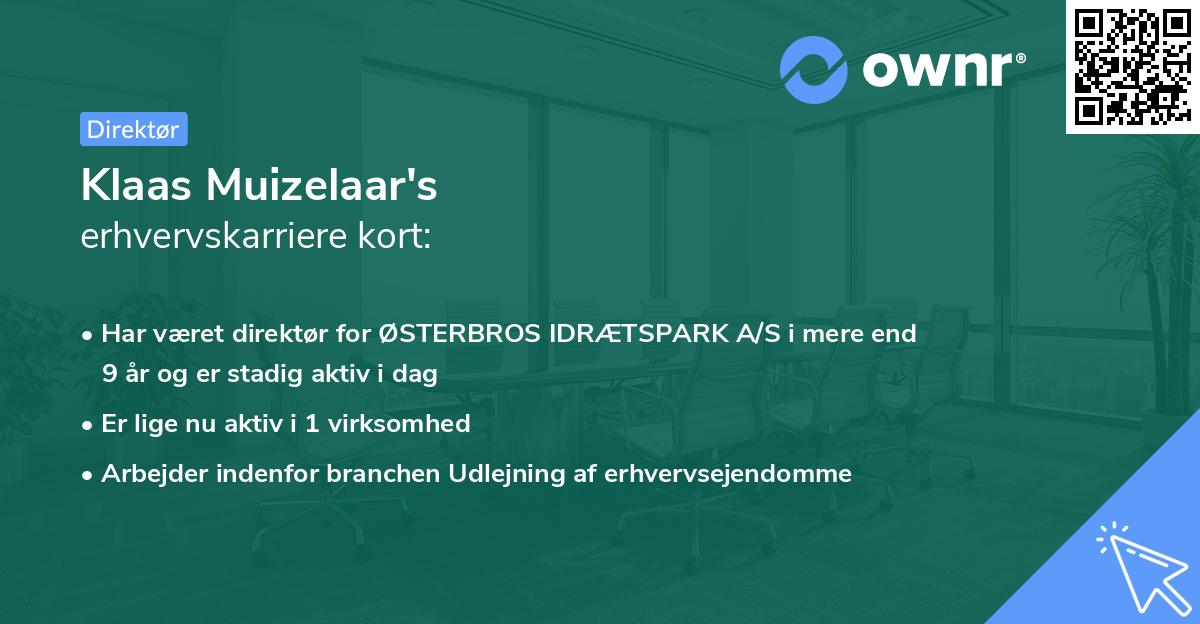 Klaas Muizelaar's erhvervskarriere kort