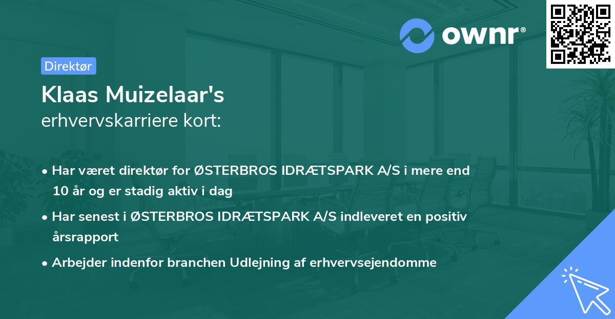 Klaas Muizelaar's erhvervskarriere kort