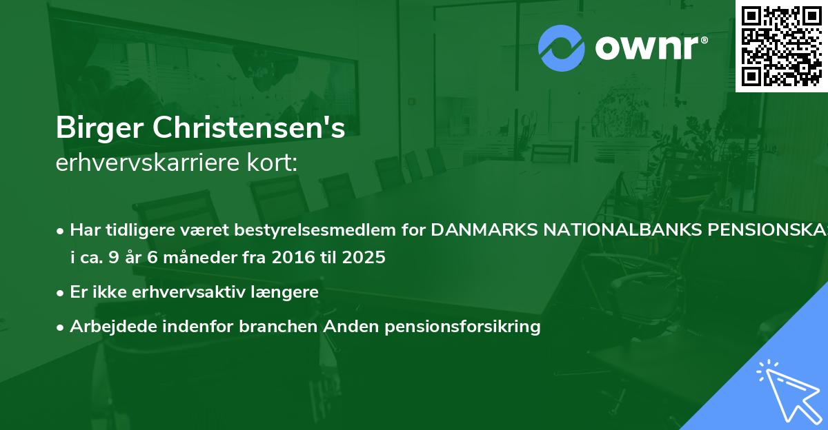Birger Christensen's erhvervskarriere kort