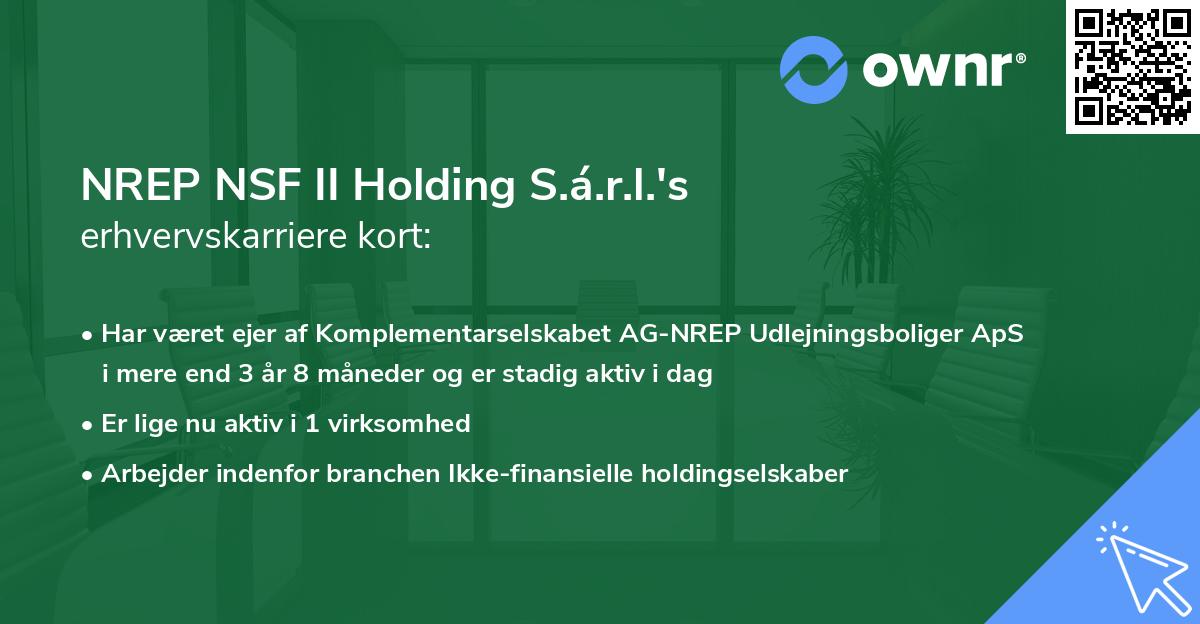NREP NSF II Holding S.á.r.l.'s erhvervskarriere kort