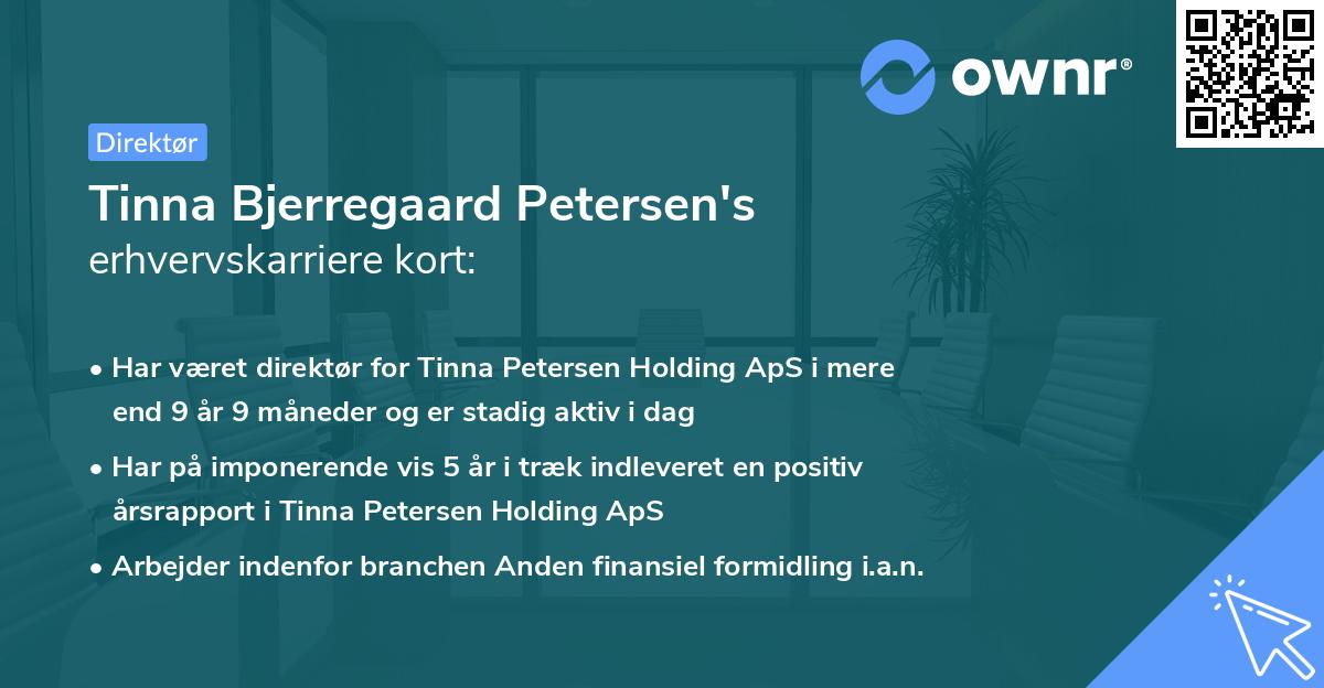 Tinna Bjerregaard Petersen's erhvervskarriere kort