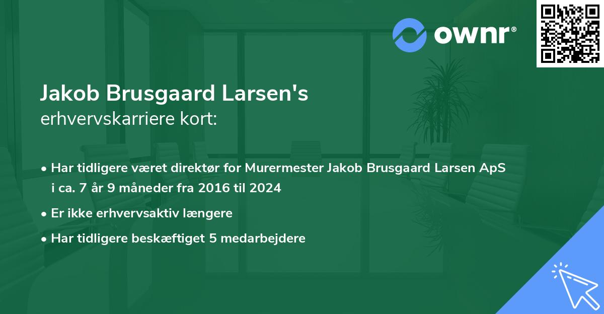 Jakob Brusgaard Larsen's erhvervskarriere kort