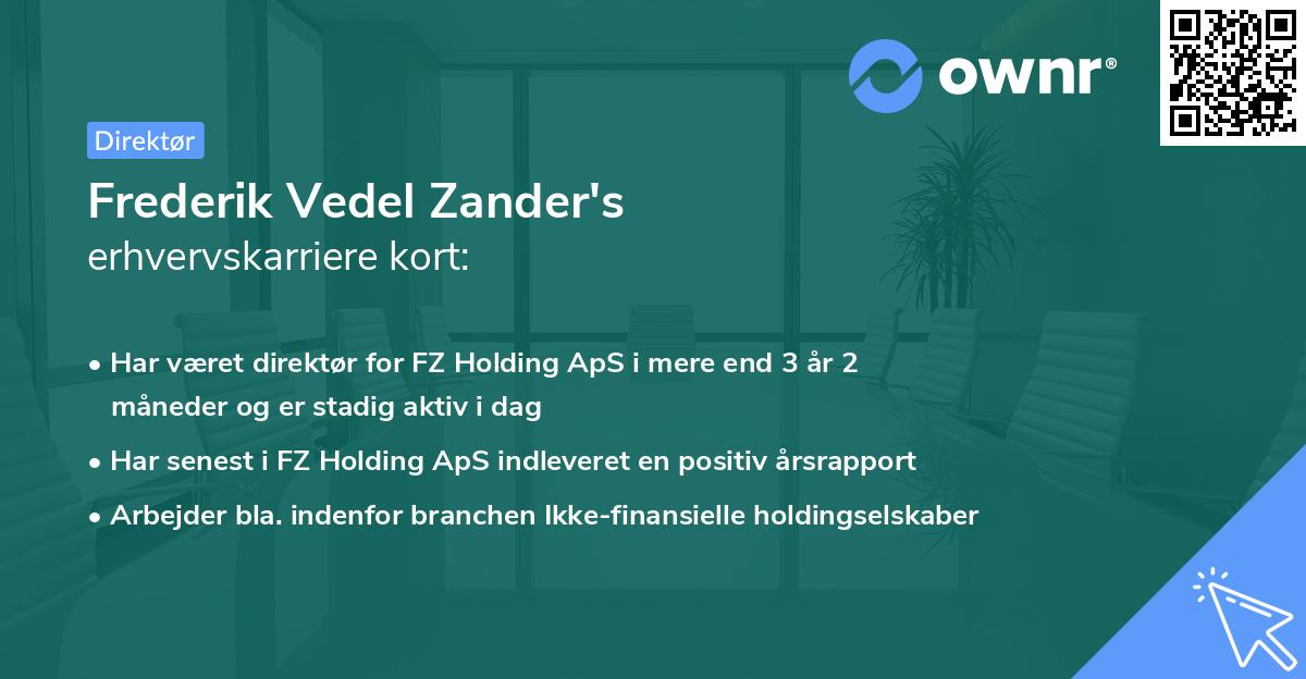 Frederik Vedel Zander's erhvervskarriere kort