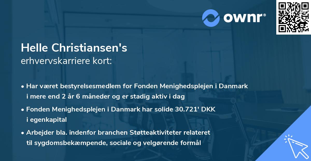 Helle Christiansen's erhvervskarriere kort