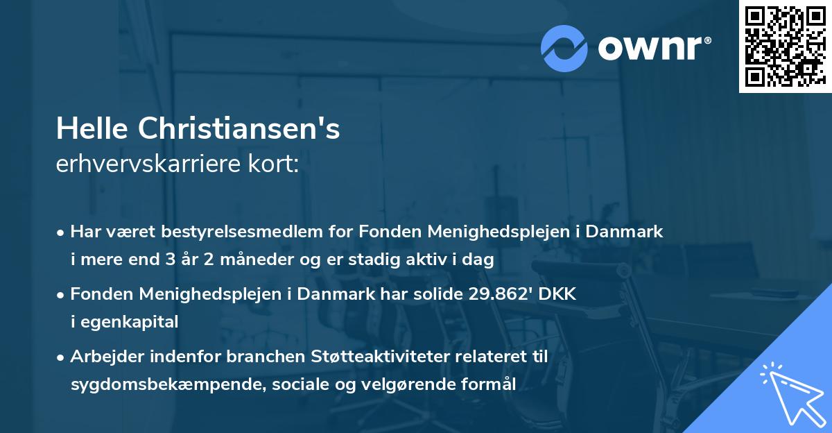 Helle Christiansen's erhvervskarriere kort
