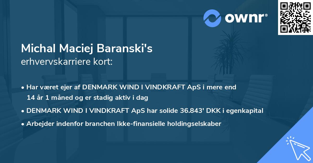 Michal Maciej Baranski's erhvervskarriere kort