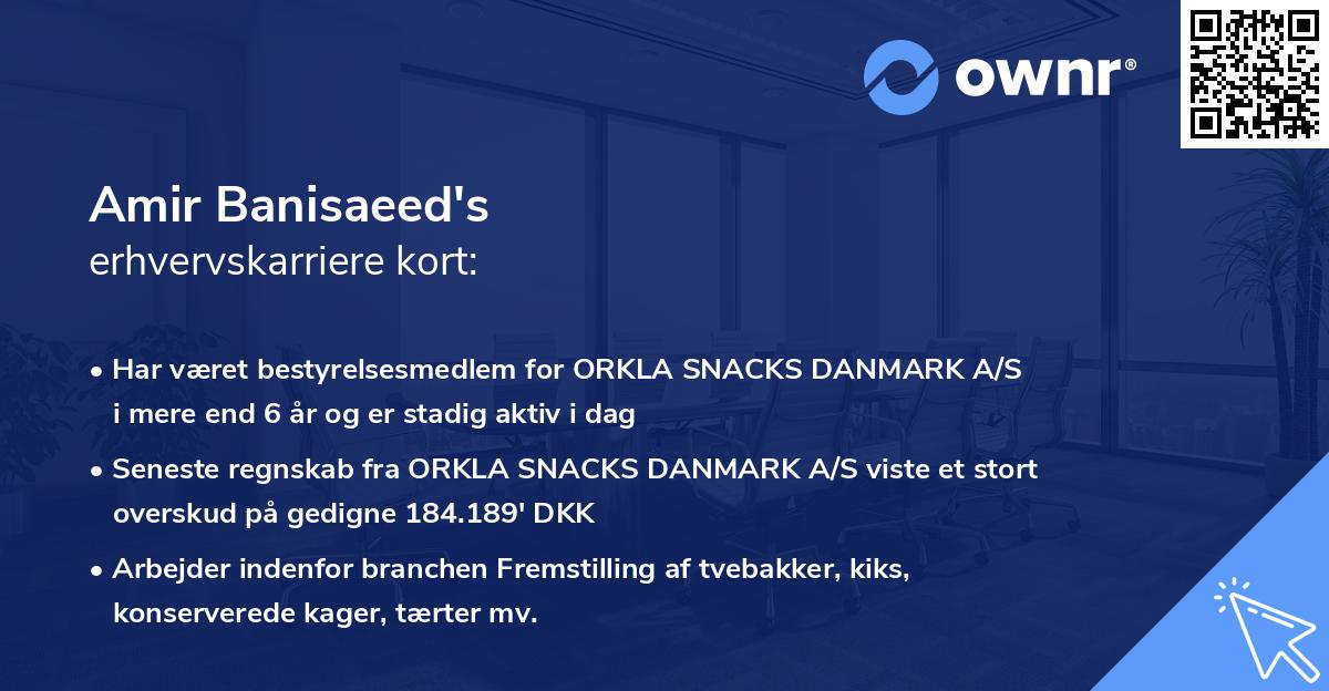 Amir Banisaeed's erhvervskarriere kort