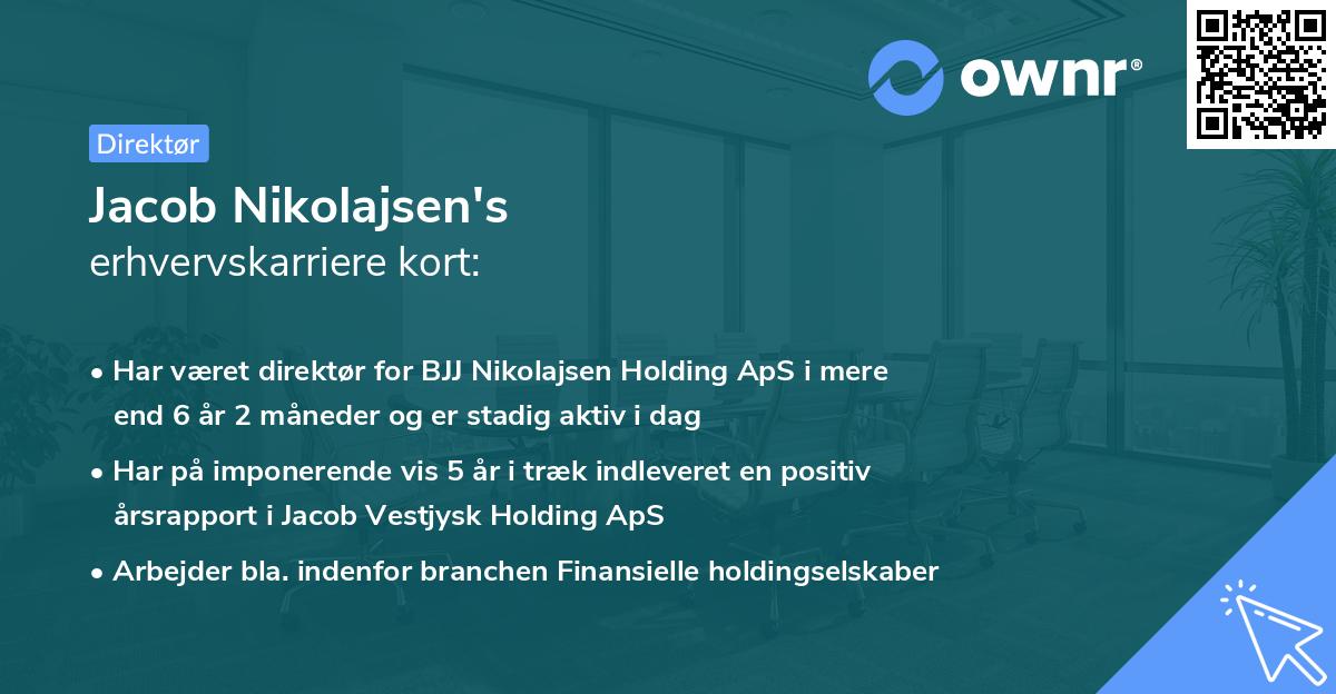 Jacob Nikolajsen's erhvervskarriere kort