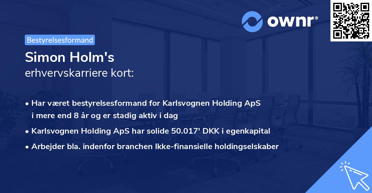 Simon Holm's erhvervskarriere kort