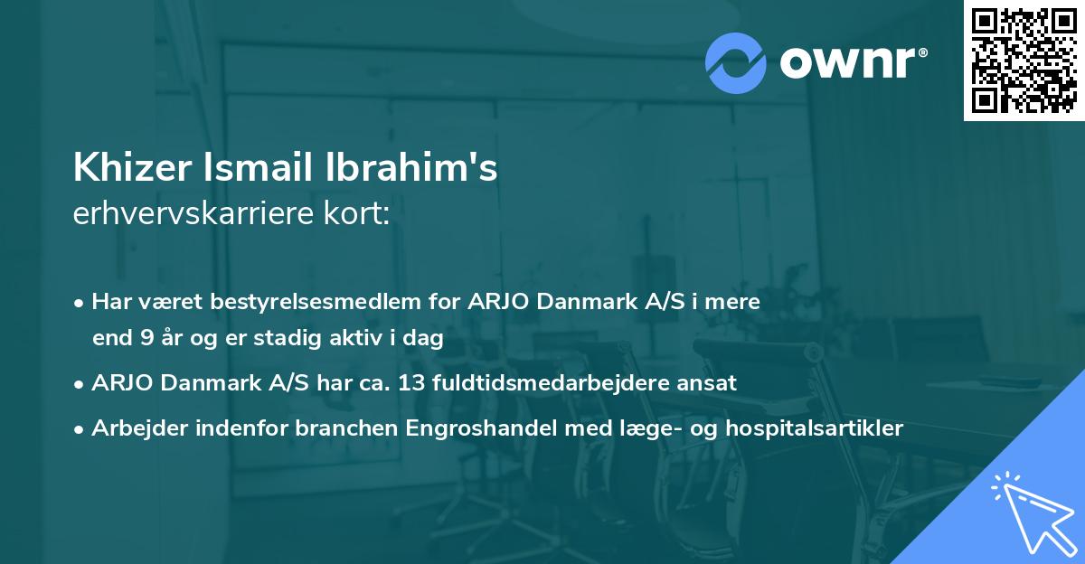 Khizer Ismail Ibrahim's erhvervskarriere kort