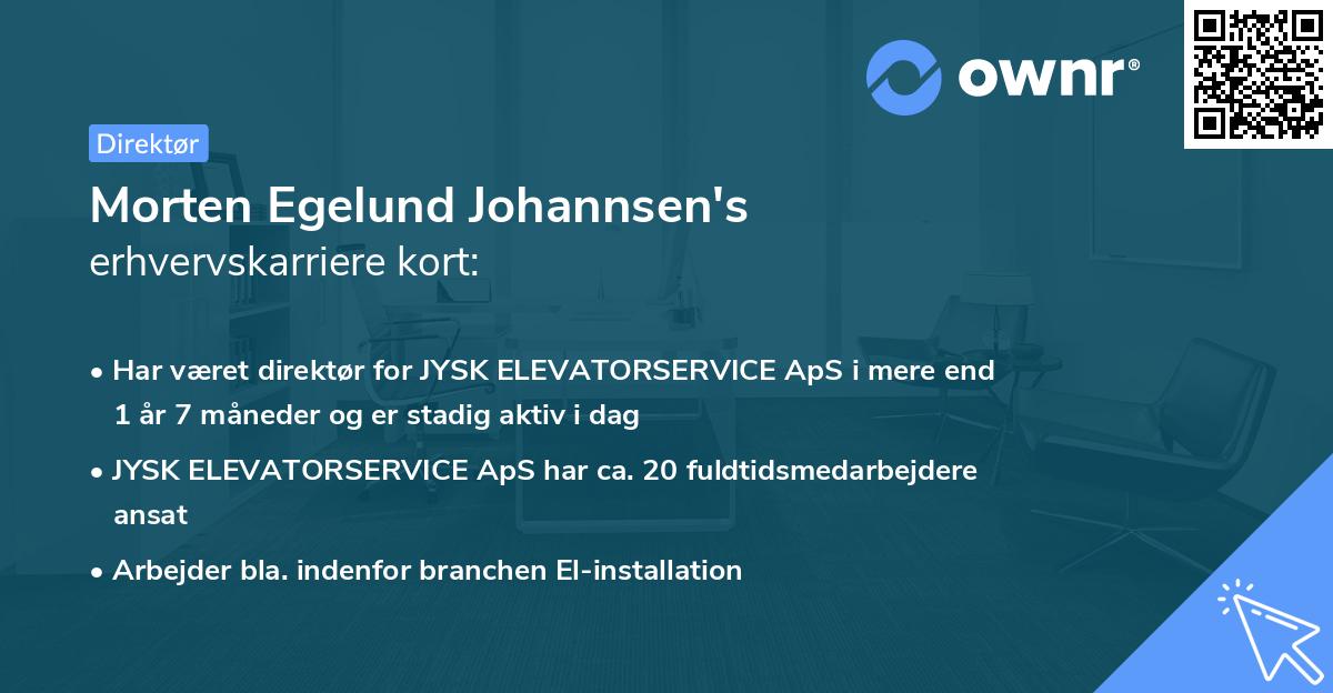 Morten Egelund Johannsen's erhvervskarriere kort