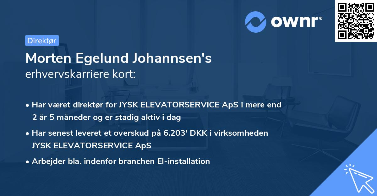Morten Egelund Johannsen's erhvervskarriere kort