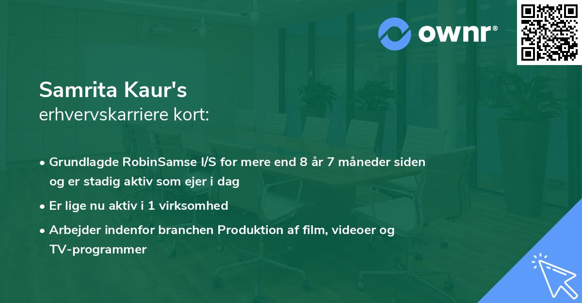 Samrita Kaur's erhvervskarriere kort