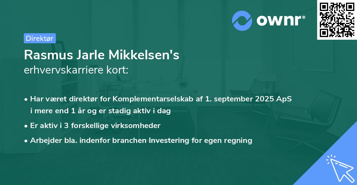 Rasmus Jarle Mikkelsen's erhvervskarriere kort